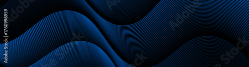 3D blue lines techno abstract background overlap layer on dark space with waves effect decoration. Modern graphic design element stripes style concept for web, art, flyer, card, or brochure cover