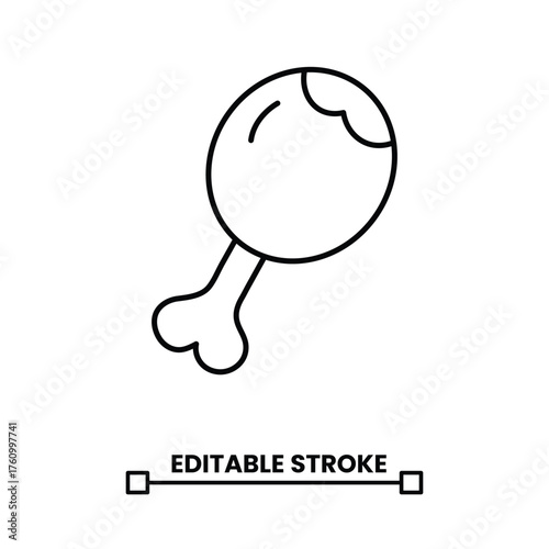chicken leg linear icon editable stroke line icon vector illustration