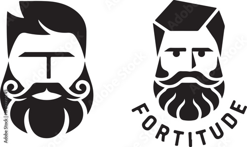 Bearded man illustration logo. Fortitude gentleman symbol