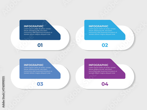Business infographic design template with 4 options, steps or processes. Can be used for workflow layout, diagram, annual report, web design