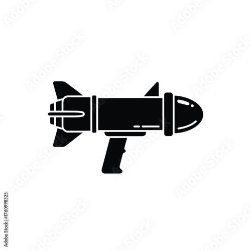 Black silhouette of a futuristic ray gun weapon vector