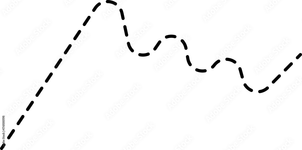 Obraz premium A dotted line graph illustrating a falling wedge pattern, with data points dropping in a specific manner.