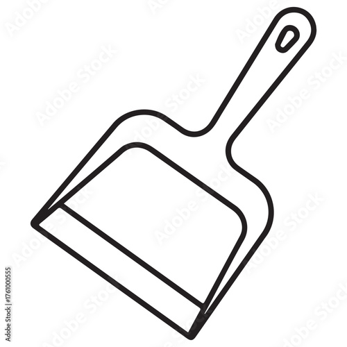 Minimalist Black Outline Dustpan Icon for Cleaning and Household Design