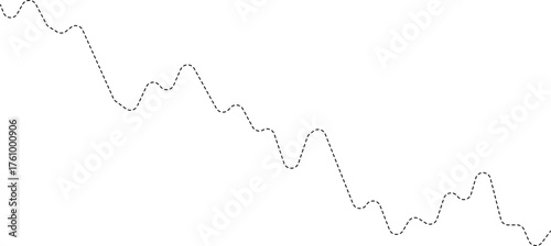 A dotted line graph displaying a pattern of both upward and downward movements, representing fluctuation.