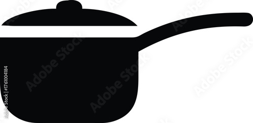 Black saucepan icon simple vector illustration of kitchenware isolated on white background