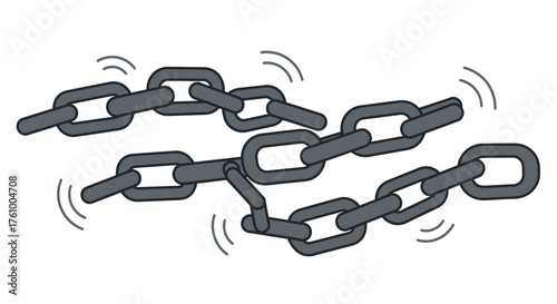 Illustration of a Broken Metal Chain with Shaking Effect.