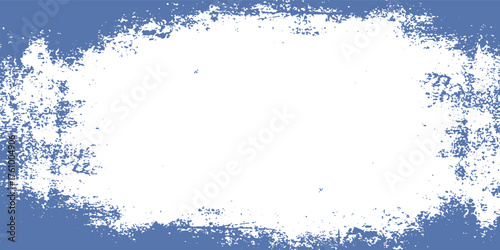 White grunge distressed texture on blue background. Thick brush strokes grungy backdrop, Grunge banner, paint texture