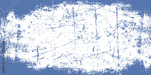 White grunge distressed texture on blue background. Thick brush strokes grungy backdrop, Grunge banner, paint texture