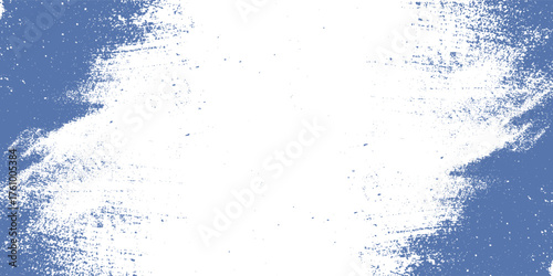White grunge distressed texture on blue background. Thick brush strokes grungy backdrop, Grunge banner, paint texture