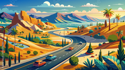 Key West, highway, scenic drive, ocean, sea, turquoise, blue sky, coastal road, Florida, USA, travel, tourism, landscape, panoramic, waterfront, horizon, road trip, nature, adventure, outdoors, serene