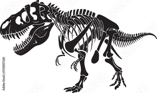 T-Rex Skeleton Fossil Illustration Representing Prehistoric Dinosaur and Paleontology