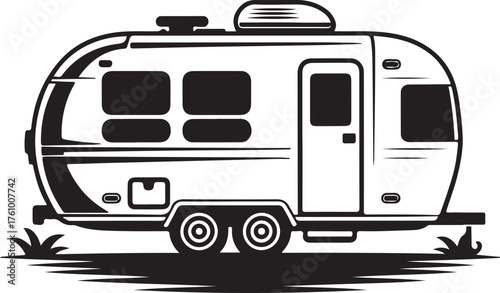 Vintage Camper Van Parked in Nature Representing Travel Adventure and Retro Lifestyle