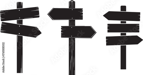 Rustic wooden signposts pointing in different directions offer creative design options