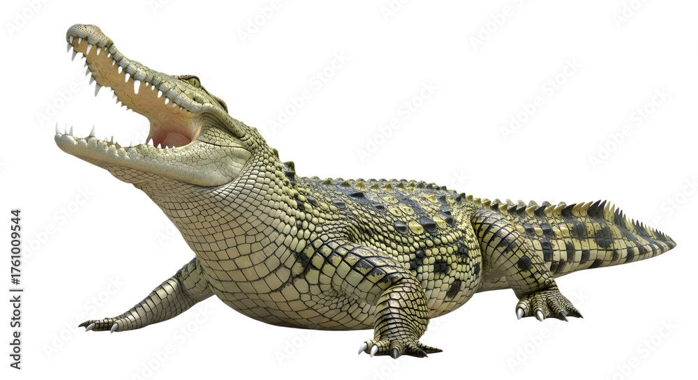 Naklejka premium Crocodile with open mouth on transparent background, png