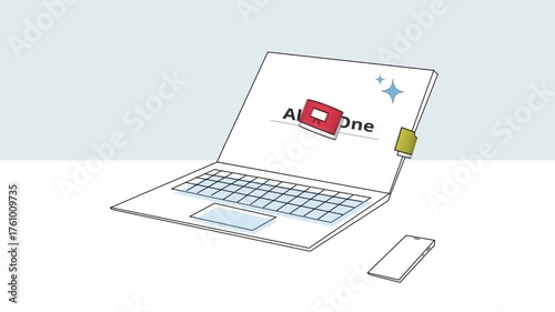Revolving icons around laptop - Business Service