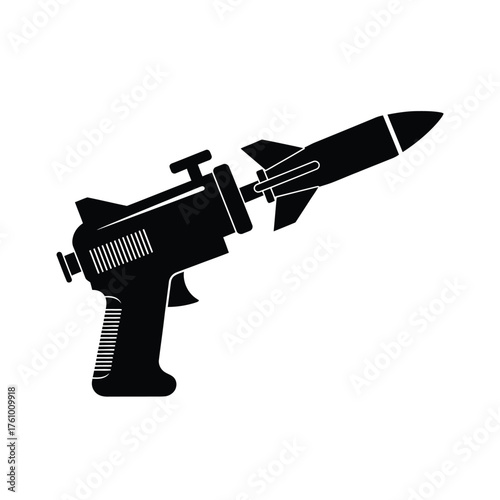 Black silhouette of a toy rocket launcher vector