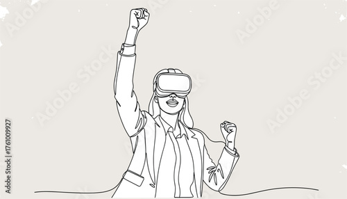 Virtual Reality Victory: Woman Triumphs in the Metaverse 