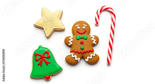 Enjoy festive gingerbread cookies and candy canes for a delightful holiday treat, perfect for Christmas celebrations and cheerful seasonal promotions