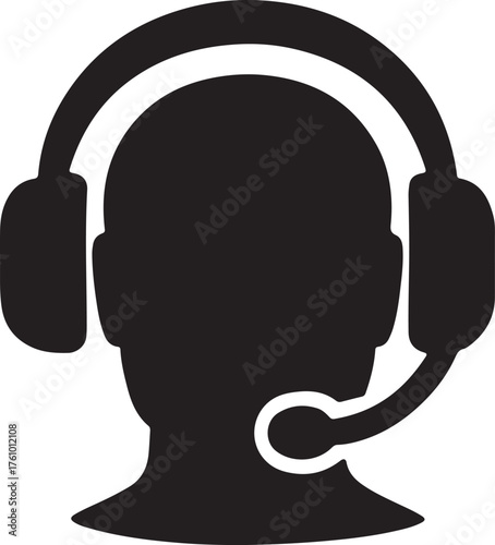 Headphones with microphone podcast logo symbolizing audio recording, broadcasting, and communication.