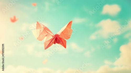 Origami Inspired Drone Flying High In A Blue Sky