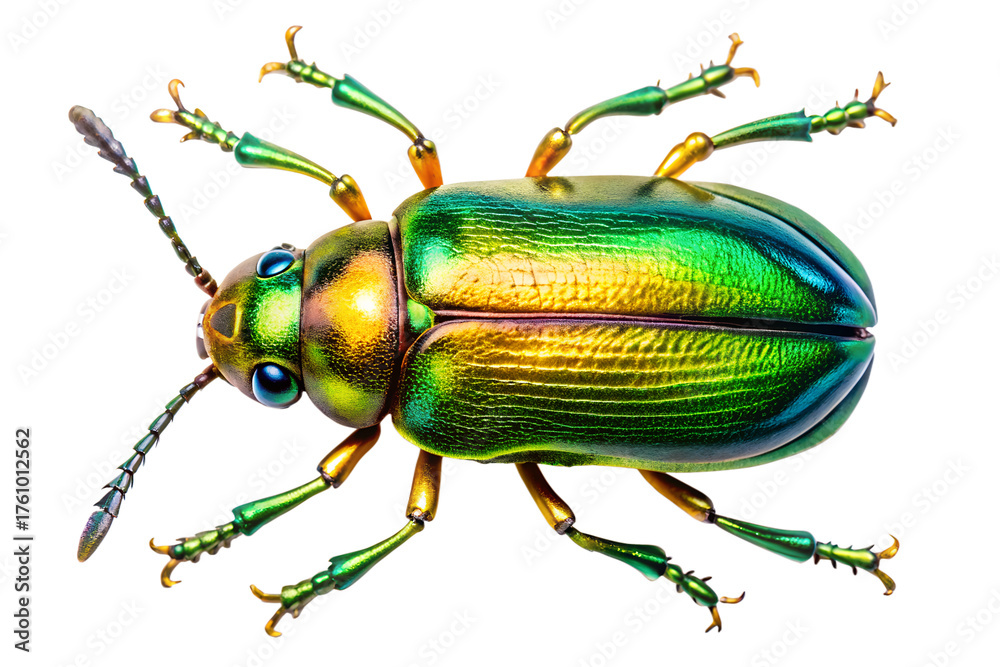 Fototapeta premium Metallic green and gold beetle isolated on transparent background