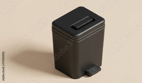 Minimalist Black Trash Can: Clean and modern, this sleek black trash can embodies functionality with its pedal-operated design and minimalist aesthetic.