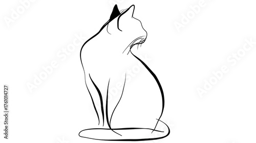 Minimalist Cat Line Art