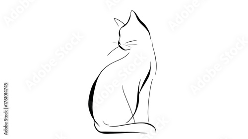 Minimalist Cat Line Art