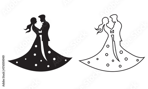 Dancing couple icon.  couple hugging romance icon. Vector illustration. EPS 10