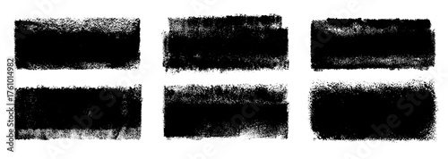 Paint roller stroke. Ink brush texture. Ink roller vector line. Black paint strokes with brush texture. Frame background, grunge stamp. Smear paintbrush label patch mark on white bg. Watercolor frame