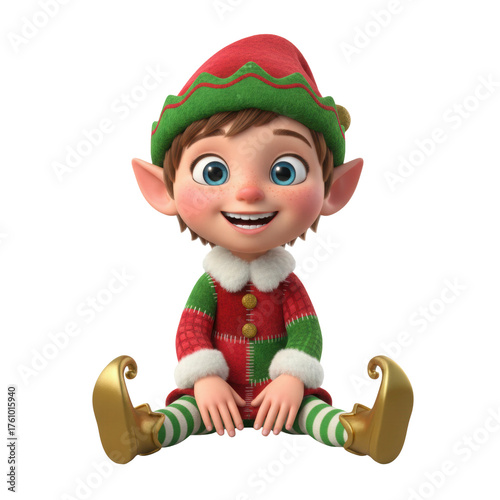 Adorable Christmas Elf Character Ready for Holiday Fun! Perfect for Festive Greetings, Invitations, and Children's Content with a Touch of Whimsy