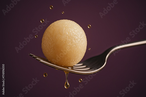 Indian Sweet – Rasgulla on Fork