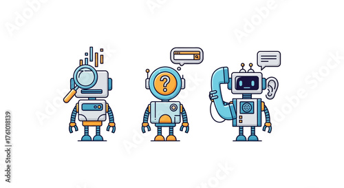 ai chatbot communication ai bots helping with search questions and answers perfect for technology customer service and ai assistance concepts.