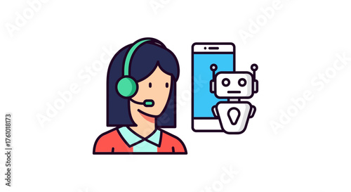 ai customer service with virtual assistant and agent showcasing automation tech support and efficient communication in modern business
