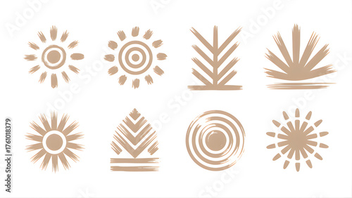 Earthy boho sun symbols represent a connection to nature spirituality and warmth in a minimalist