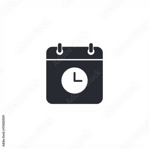 Minimal Calendar with Clock Icon Black and White Vector Schedule