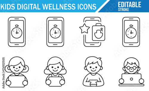 Family Tech Balance – Kids Screen Time Control Icon Pack