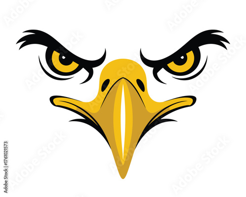 Intense eagle eyes and beak graphic illustration with white background