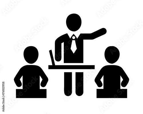 Presentation icon showing a speaker addressing an audience