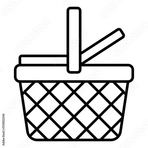 Picnic Basket Icon – Flat Vector Illustration of Outdoor Picnic Concept