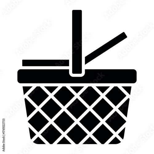 Picnic Basket Icon – Flat Vector Illustration of Outdoor Picnic Concept