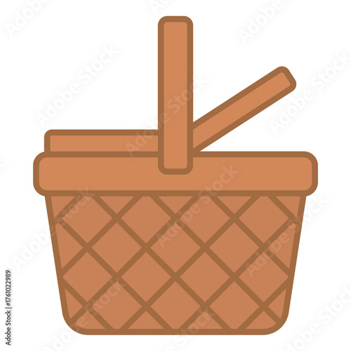 Picnic Basket Icon – Flat Vector Illustration of Outdoor Picnic Concept