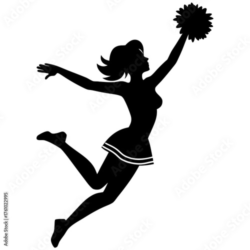 Silhouette of a cheerleader jumping