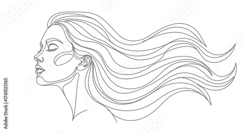Stylized vector illustration of a woman's profile with flowing hair