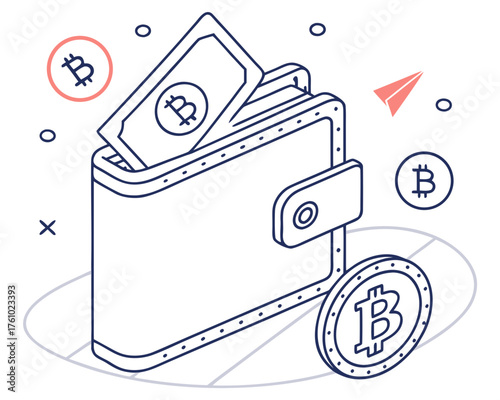 Digital wallet with bitcoin currency and payment