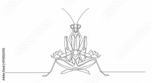 Zen praying mantis yoga meditation line art vector illustration scalable icon