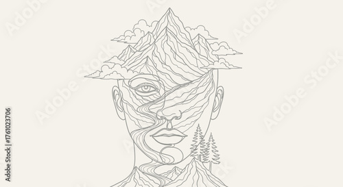Abstract vector portrait illustration surreal human face art scalable graphic design elements