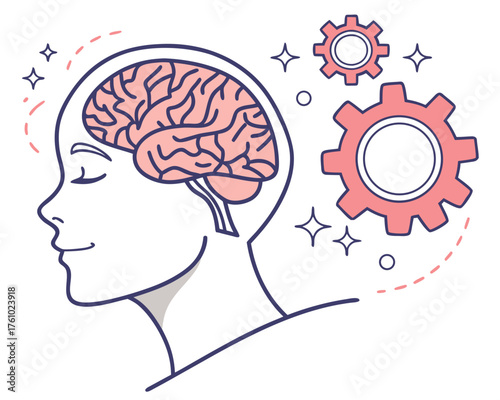 Brain with gears representing mental health