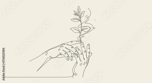 Elegant vector illustration of a delicate seedling sprouting with artistic line art and scalable design