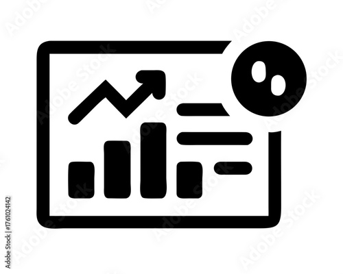 A graph with an upward trend and notification icon